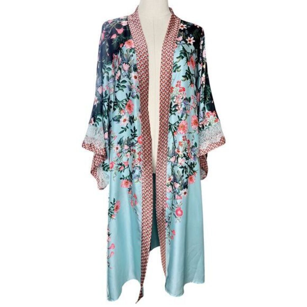 VICTORIA'S SECRET‎ Dream Angels Teal Kimono Robe Cover Up Size M/L